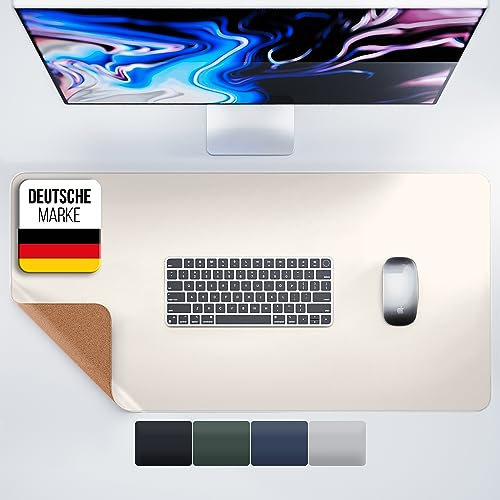 MYMIND® Schreibtischunterlage [Rutschfest] 80x40cm - Premium PU-Leder XXL Mauspad - Schreibunterlage für Homeoffice - Schreibtisch Unterlagenmatte wasserfest - Desk Mat - Schreibtisch Unterlage Büro