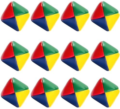 Wisplye 12 Pezzi Mini Giocoleria Palle, Set di Palline da Giocoliere, Palle da Giocoliere in Pelle PU Palline da Lancio Giocattoli Interattivi All'aperto per Bambini Adulti Principianti Esperti