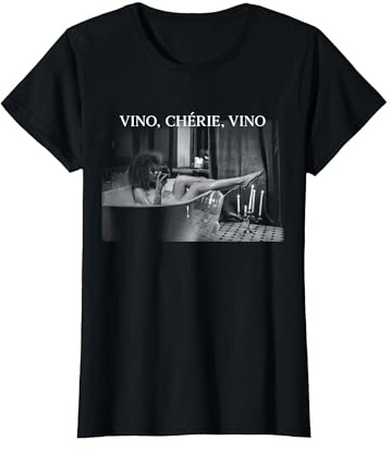 VINO CHÉRIE VINO. CHÉRIE Wein Wine Frau Badewanne Fun T-Shirt, Damen, Schwarz, S