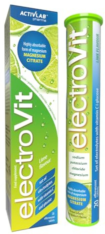 Activlab Pharma Elektrolyte - Brausetabletten mit Magnesiumcitrat Vitamin C - Hydratation bei Sport Hitze Schwitzen 20 Tabletten Limette ElectroVit