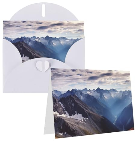 OUSIKA Alpen Panorama Grußkarten mit weißen Umschlägen, 10,2 x 15,2 cm, blanko, Dankeskarten für alle Anlässe, für Weihnachten, Urlaub, Hochzeit, Geburtstag, Jubiläen