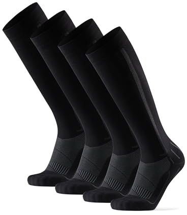 DANISH ENDURANCE 2 Paar Kompressionsstrümpfe, Sport Kompressionssocken, 21-26 mmHg, Unisex, für Herren & Damen, Schwarz/Grau, 43-47