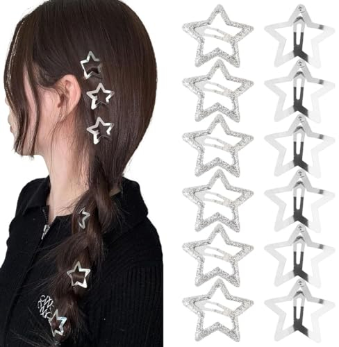 ZKGYUS 12pcs Fermagli per Capelli Stella Argento Mollette per Capelli Stella Clip per Capelli di Metallo a Forma di Stella Accessori Capelli per Ragazze Donna