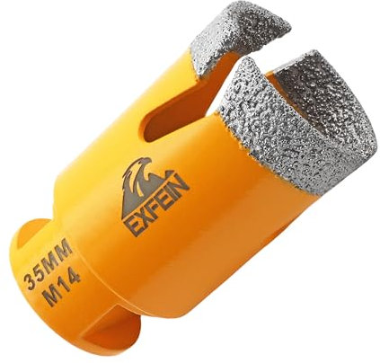 Forets Carrelage Diamant 35mm - EXFEIN 35mm Trépans de Forage avec Filetage M14 pour Perçage à sec en Porcelaine Carrelage Granit Marbre