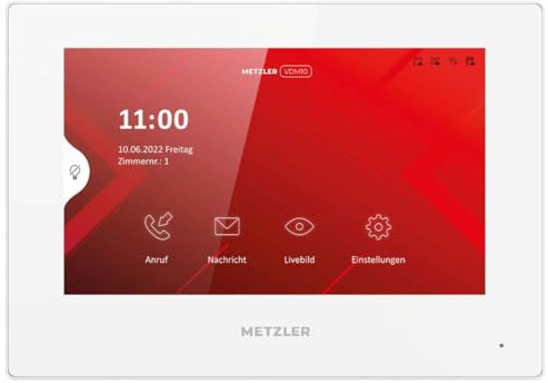 Metzler VDM10 2.0 Innenstation Home, 7 Zoll Touchscreen, LAN + PoE, Weiß | 200 mm × 140 mm × 25.1 mm.