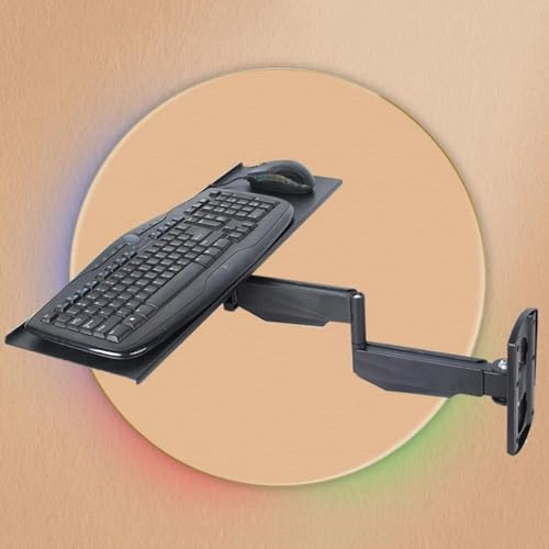 Keyboard And Mouse Tray Wall Mount, Ergonomic Keyboard Platform Tray-Aluminum, Swivel Metal Keyboard Arm, Height Adjustable Keyboard Holder