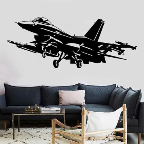 YYZOVBNN Strategische Waffen Teen Militär Flugzeug Kämpfer Wandaufkleber Kinderzimmer Dekor Vinyl Wandtattoo Wandbild Einzigartiges Geschenk，107x42cm