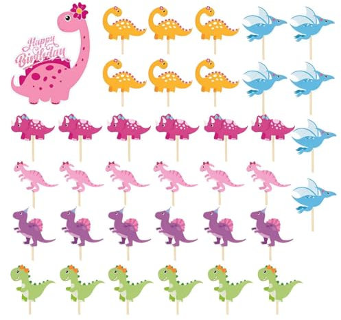 EIHI 37 Stück Drache Thema Cupcake Topper,tortendeko kindergeburtstag,Geburtstag Event Party Tiere Thema Party Dekoration Versorgung