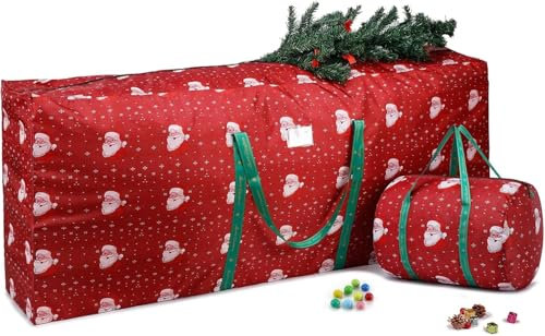 Christmas Tree Storage Bag Fits for 9ft Artificial Tree, Waterproof Large Holiday Xmas Disassembled Tree Bags 6ft, XL Assembled Tree Duffel Bag with Ornament Storage Bag(Red)