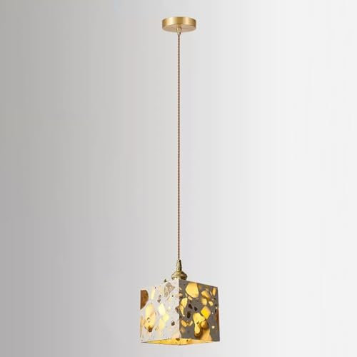 Lámpara colgante de mármol moderna Isla de cocina Iluminación colgante industrial de hormigón Lámpara colgante de techo de piedra natural de mediados de siglo Lámpara colgante pequeña dorada para