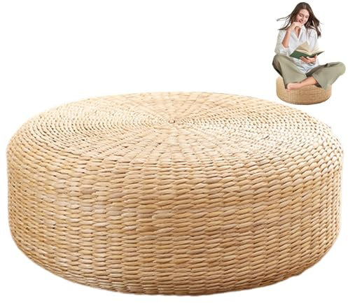 Jorzer Tatami Coussin de sol tissé naturel 40,6 cm Coussin de sol confortable pour Bouddha assis méditation salon