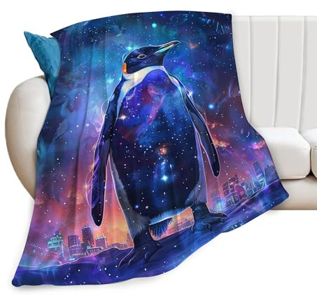 Zltegako Fantasie-Pinguin-Decke, Pinguin-Überwurf, Pinguin-Geschenke und Dekoration, Tierdecke für Mädchen, Jungen, Frauen, Männer, Kinder, Erwachsene, weiche, warme, gemütliche Fleecedecke für Couch,