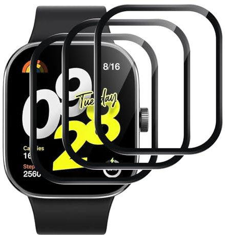 Knrlqim 3 Pièce Verre Trempé pour Xiaomi Redmi Watch 4 Smartwatch Protection Écran,9H HD Protecteur D'écranSans Bulles Anti-Rayures 3D Incurvé Couverture Complète pour Xiaomi Redmi Watch 4