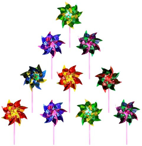 40 Pcs Windmills Spinners Bird Scarers for Gardens Pigeon,Reflective Bird Deterrent Products Repellent Devices,Foil Rainbow Windmills for Children Boys Girls Party Pinwheels Party Favor Pinwheel