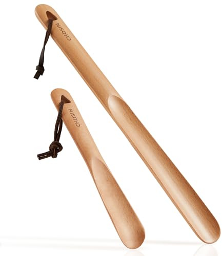 CHOSIN Shoe Horn Long Handle for Seniors Men Women, Wood Shoehorn