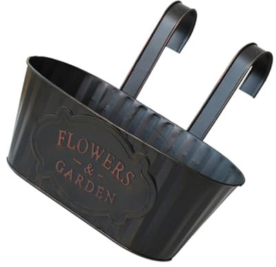 HEMOTON Maceta Colgante de Hierro Retro para Jardín Decoración de Pared Exterior Soporte para Plantas de Interior y Exterior para y Patios Contenedor de Flores Ovalado con Gancho
