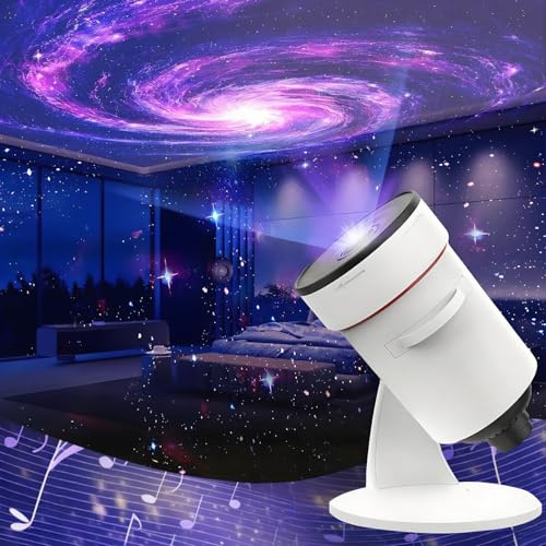 Upgraded Galaxy Projector with 4K HD Effects, 10 Realistic Nebula Modes, Auto Timer & 28 Soothing Music, Wide Ceiling Coverage for Bedroom Home Theater, White Noise