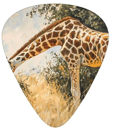 Giraffe Essen Gras Gitarrenplektren, 12-teiliges Muster-Set, drei verschiedene Stärken für akustische E-Gitarre und andere Instrumente