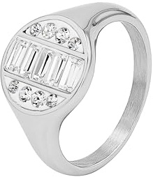 TOM TAILOR - Damen Ring Edelstahl - Silberfarben - mit Preciosa - Kreis Ring