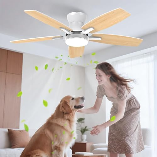 Airwit 106cm Silencioso Ventilador de Techo con Luz, Doble Cara Aspas Lampara Ventilador Techo LED con Mando a Distancia y Reversible Motor DC para Dormitorio Salon Cocina, 6 Velocidades