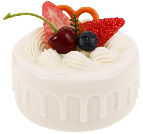 Modèle de Faux Gâteau 4 Pouces en PVC, Blanc, pour Décoration | Aspect Réaliste, Ne Se Décolore Pas Facilement, Ne Casse Pas Aisément, Usage la Cuisine Maison et Fête