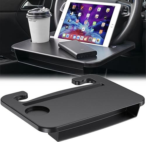 WDEC 2-in-1 Car Steering Wheel Tray, Car Desk Laptop Holder,Laptop Tray Stand Notebook Laptop Tablet Holder, Portable Car Table Steering Wheel Tray Vehicle Seat Mount for Laptop Working