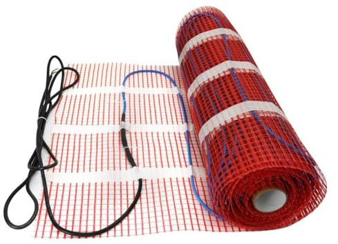 UTTASU Tappetino elettrico per riscaldamento a pavimento, 220 V, con termostato digitale, cavo riscaldante radiante per bagno e cucina, incorporabile nella malta, isolato in silicone PVC