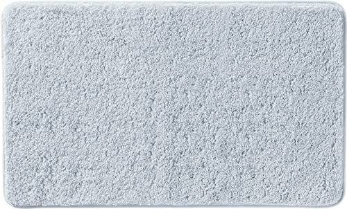 Erwin Müller Badematte, Badteppich, Badvorleger Rhodos Uni rutschhemmend Silber Größe 70x120 cm - ultraweich, extrem saugfähig, flusenarm