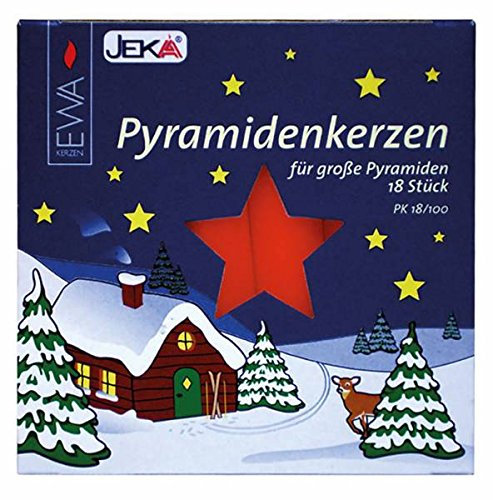 JEKA-Kerzen - Pyramidenkerzen fr groe Pyramiden, 17,2x105mm, 18 Stck/Packung, Rot, Unparfmiert