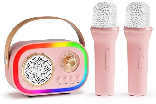 Etpark Micro Bambino Karaoke Bambino con 2 Micro, Regalo Ragazza Giocattolo 3-18 Anni Micro Karaoke Bambino con 5 Luci ritmiche & 12 Effetti vocali, Regalo Ragazzi & Ragazze di Natale di compleanno