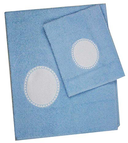 Magie di Casa Coppia Asciugamano+Ospite da Ricamare, Azzurro, Taglia Unica