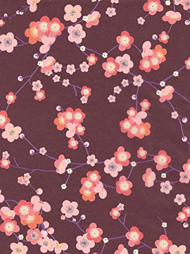 Décopatch - Ref FDA707O - Burgundy Floral Pattern Paper Pack - Each Sheet 30 x 40cm, Pack of 20 Paper Sheets - Best Used With Décopach Glue & Varnish, Red