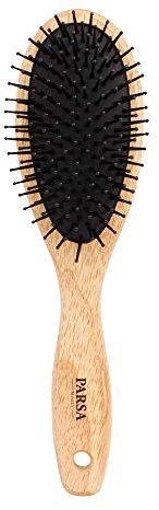 PARSA Beauty Eco Haarbürste Holz oval groß – Entwirrbürste für alle Haartypen & Längen, Naturholz Bürste mit Kunststoffpins für Kopfhautmassage