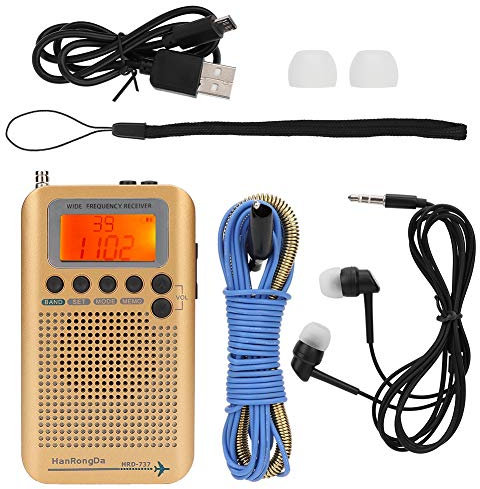 Portable Radio,Multi-Functional All Band Radio Receiver SQ Noise Reduction Supports External Speakers&Inserts Earphones,for Air/FM/AM/SW/VHF/CB Band