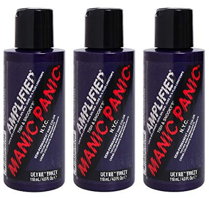 Manic Panic Ultra Violet Amplified Creme, Vegan, Cruelty Free, Purple Semi Permanent Hair Dye 3 x 118ml