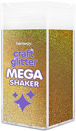 Hemway brillo MEGA Craft Shaker 425g Oro Holo Ultra Fino 1/128 0.008 0.2mm polvo de poliéster de resina Decoración Vasos de Pintura Artes tabla de la boda