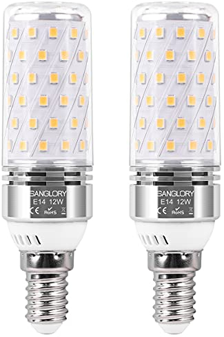 SanGlory E14 LED Birne 12W ersetzt 100 Watt, 1350LM, 3000K Warmweiß, Maiskolben E14 Led Leuchtmittel Mais Nicht dimmbar, E14 Kerze LED Lampe für Kronleuchter, 2er Pack