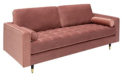 invicta INTERIOR Elegantes Design 3er Sofa Cozy Velvet 220cm Altrosa Samt Federkern Couch Sofagarnitur