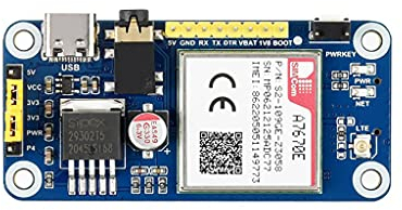A7670E LTE Cat-1 HAT for Raspberry Pi, Multi Band Support, 2G GSM/GPRS, Enabling LTE Cat-1 / 2G Communication & LBS Positioning