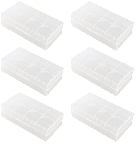 HALJIA 6PCS Battery Storage Case for 18650 or CR123A Battery, Plastic Battery Storage Case Holder Organizer for 18650 Batteries / 16340 Batteries / CR123A Batteries, Clear