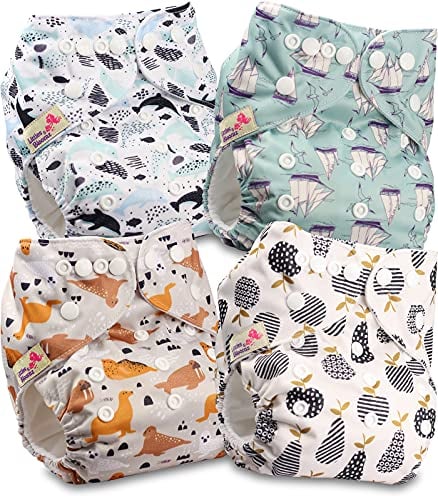 Littles and Bloomz FLP2-0406 Windel, wiederverwendbar, Standard-Popper, 4 Windeln