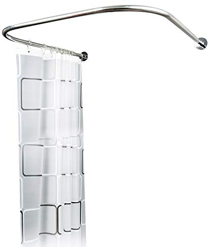Edelstahl Duschvorhangstange U-Form Justierbare Gebogene Flexible Duschvorhanghalterung with Bad-Vorhangstange Duschvorhang Ideal für Kleine Bäder und Badewannen