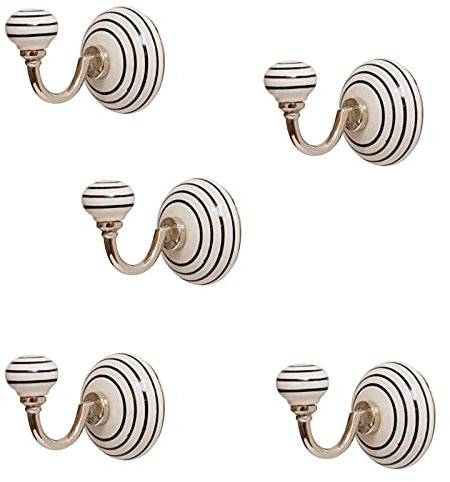 Knober ED20 X 5 5 X Garderobenhaken aus Edelstahl und Keramik. Handbemalt.