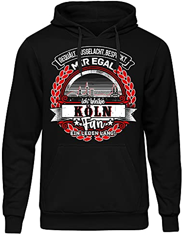 Uglyshirt87 EIN Leben lang Köln Herren Kapuzenpullover | Stadt - Köln Skyline - Fussball - Sport - Köln Pullover - Ultras - Hoodie | Schwarz (XL)