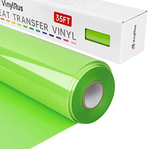 VinylRus Heat Transfer Vinyl-12” x 35FT Apple Green Iron on Vinyl Roll for Shirts, HTV Vinyl for Silhouette Cameo, Easy to Cut & Weed