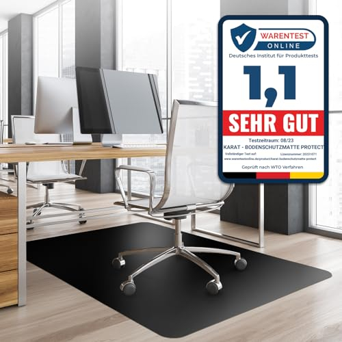 Bodenschutzmatte Bürostuhl, Schreibtischstuhl Unterlage transparent, Unterlage Schreibtisch Schutzmatte, Bodenschutzmatten für Bürostühle, 114 x 150 cm für Hartböden (Schwarz)