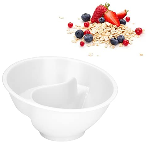Bol à CéRéAles Anti DéTrempé, Bols DiviséS pour Enfants et Adultes, Bol à Collation Séparé Empilable sans BPA pour CrèMe Glacée, Yaourt, Baies, Frites (Blanc)