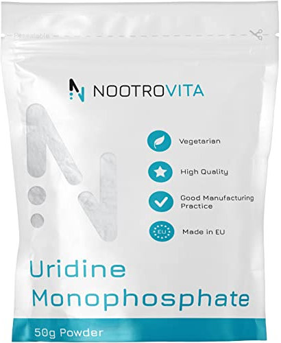 Uridinmonophosphat Pulver 50g | Reines Uridin Monophosphat für Gedächtnis, Lernen und Kognitive Funktion | Allergen, Gluten Frei | Hergestellt in ISO-Zertifizierten Betrieben | Nootrovita