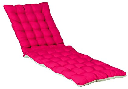 Atout Ciel Coussin matelassé Bicolore pour Bain de Soleil, transat en Tissu déperlant 190x60cm, 4 Variantes, Framboise/Beige