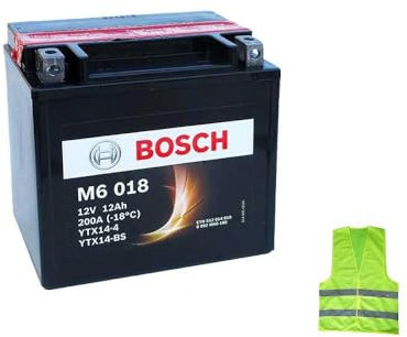 Compatible avec KT-M Super Duke R 1290 ANNÉE 2014 al 2021 Batterie Bosch YTX14-BS 12VOLT 12AH Batteries 12 AMPÈRES SPÉCIFIQUES Moto Scooter M6018 DÉJÀ PRÊT 152X88X147MM